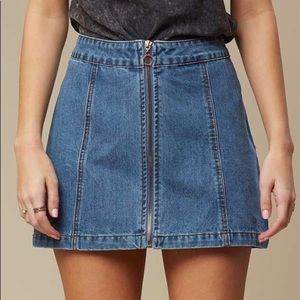 Altar’d State Zip Front Denim Monana Skirt NWOT